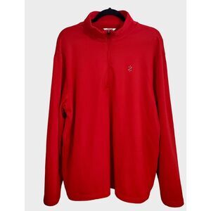 IZOD Mens PerformX Jacket Large Red Fleece Pullover 1/4 Zip Outdoors